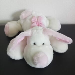 White Pink Stuffed Squishy Plush Dog Gingham Ears PASSPORT PLUSH TOYS 14"